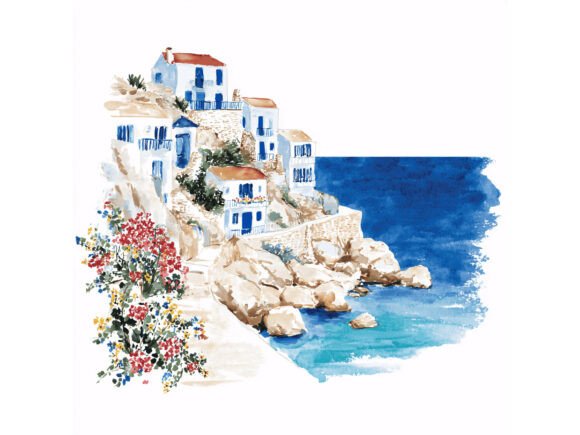 Download 22 JPG Greek Coastal Village Set - Set Collection