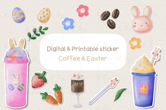 Download Coffee Easter Digital Stickers Set - Set Collection
