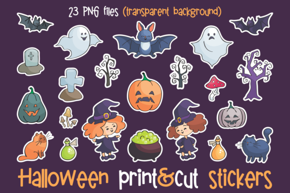 Download Halloween Print and Cut Stickers Set. - Set Collection