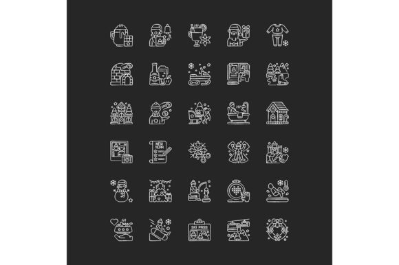 Download Winter Fun Chalk White Icons Set - Set Collection