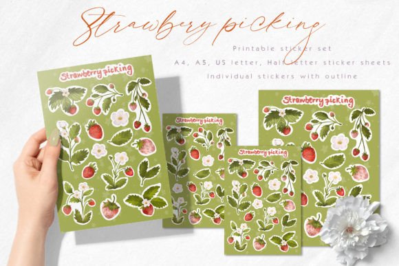 Download Wild Strawberry Printable Sticker Set - Set Collection