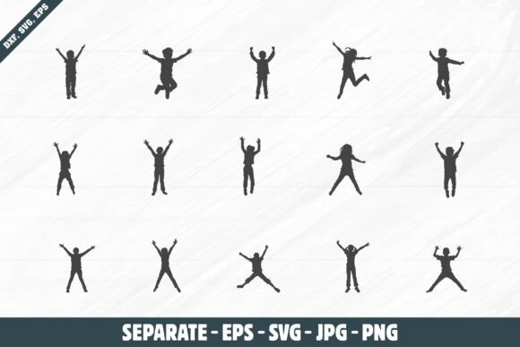 Download Jumping Kids Silhouette Set - Set Collection