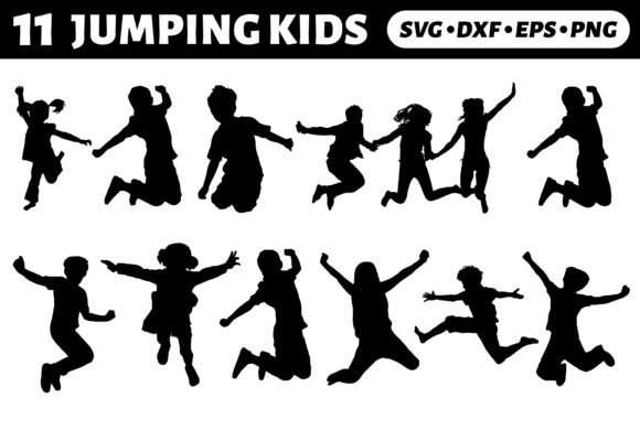 Download Jumping Kids Silhouettes Bundle - Jumping kids Collection