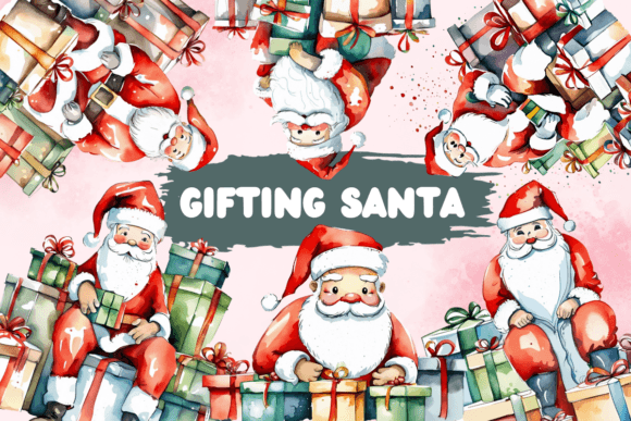 Download SANTA GIFTING WATERCOLOR CLIPART - Gifting Collection