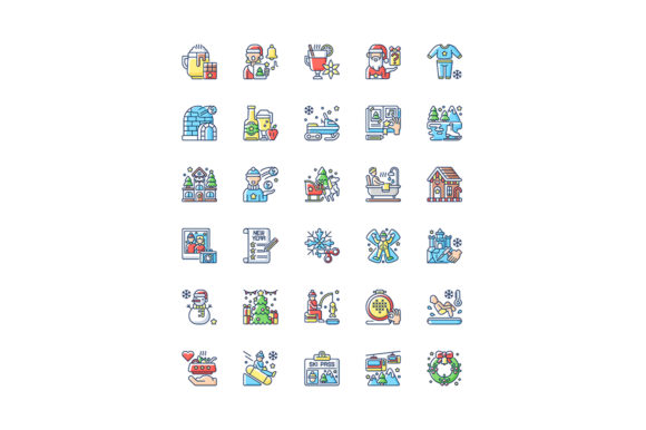 Download Winter Fun RGB Color Icons Set - Set Collection