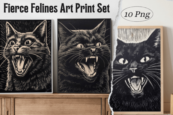 Download Fierce Felines Art Print Set - Set Collection