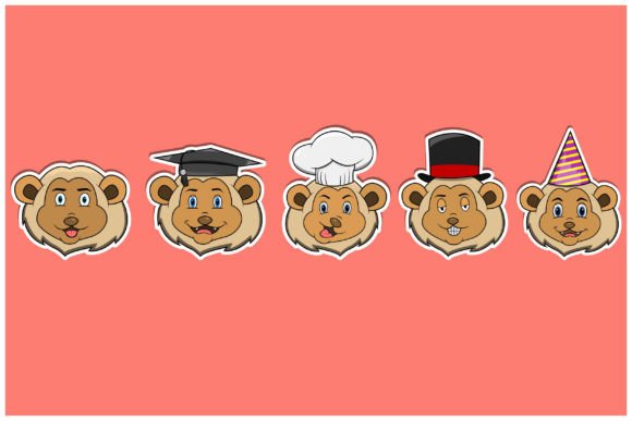 Download Head Lion Animal Sticker Set - Set Collection