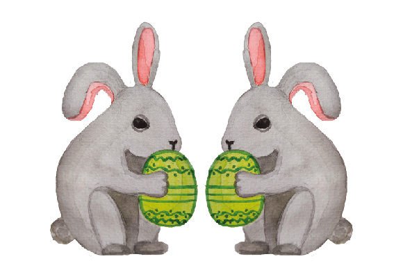 Download Two Bunnies Gifting Eggs - Watercolor - Gifting Collection