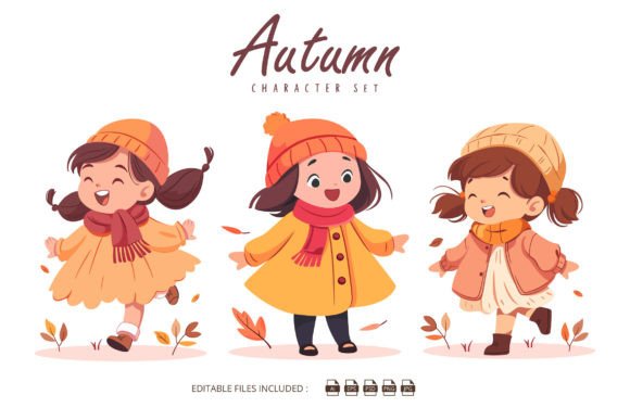 Download Autumn Cartoon Children Set - Set Collection