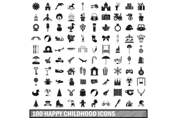 Download 100 Happy Childhood Icons Set - Set Collection