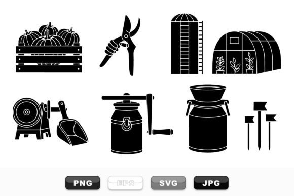 Download Farm Harvest Tools Clipart Set - Set Collection