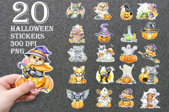 Download Halloween, Funny Animal Stickers. Set - Set Collection
